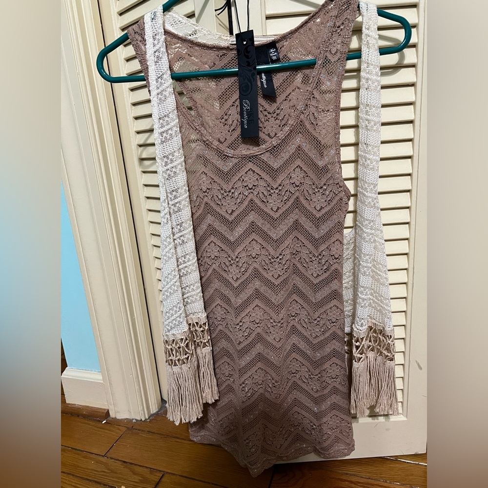 Elegant Lace Sleeveless Dress in Brown by Poof!